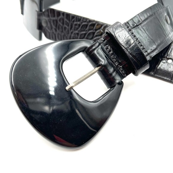 VINTAGE Belt Italian leather acrylic links euc - Picture 6 of 7